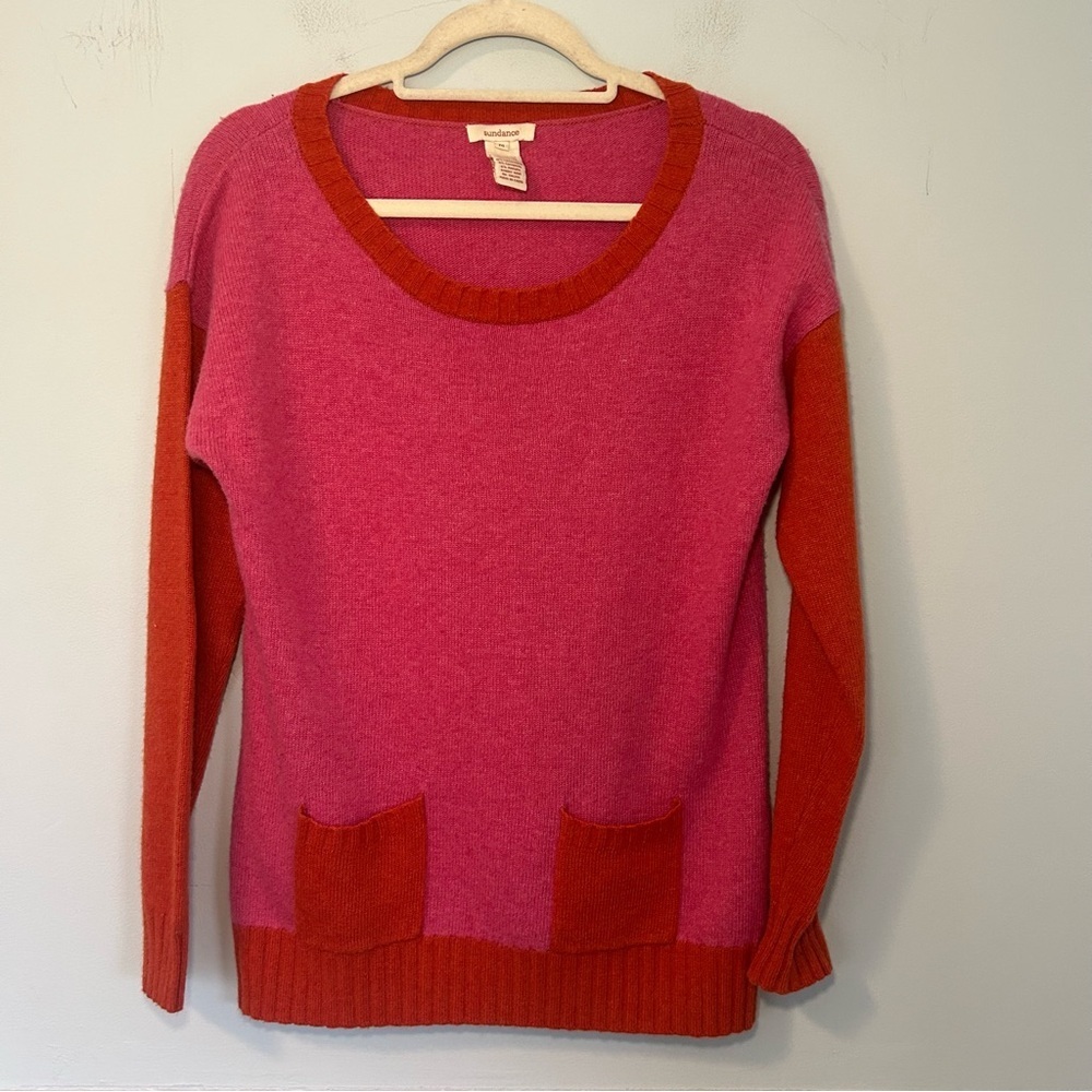 Sundance Pink & Orange Cashmere Blend Angora Sweater Size Medium